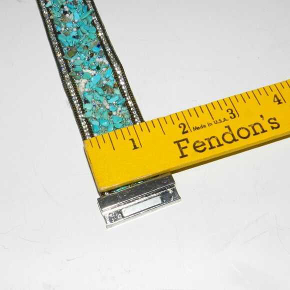 Wide Turquoise Bracelet With Magnetic Closure - Picture 8 of 13